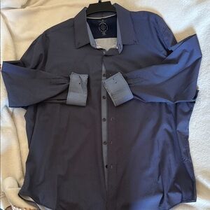 Men's Blue Patterned Shirt Slim XXL